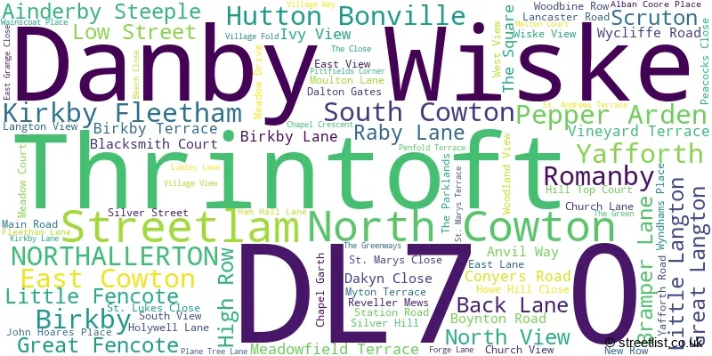 A word cloud for the DL7 0 postcode